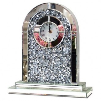 Ozdobny zegar stojący z lustrzaną ramą i kryształkami Sacra