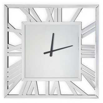 Kwadratowy zegar ścienny z lustrzaną ramą Vigo