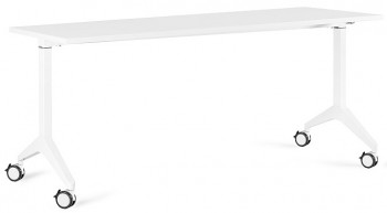 Biurko z kółkami i białym blatem Yumi S 180x70 cm