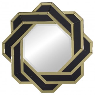 Ozdobne lustro geometryczne Silvia 80 cm złoto-czarne