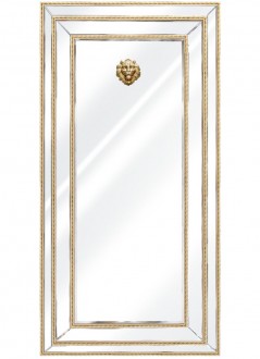 Prostokątne lustro ze złotymi listwami i głową lwa Sharon 120/90 cm
