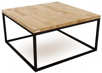 Industrialna ława z dębowym blatem Cermis 80x80 cm czarna