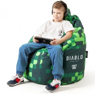 Dziecięca pufa gamingowa z granulatem Diablo Chairs, Craft Edition