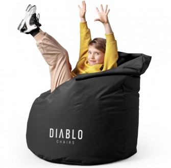 Dziecięca pufa gamingowa z granulatem Diablo Chairs, czarna