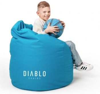 Dziecięca pufa gamingowa z granulatem Diablo Chairs, niebieska