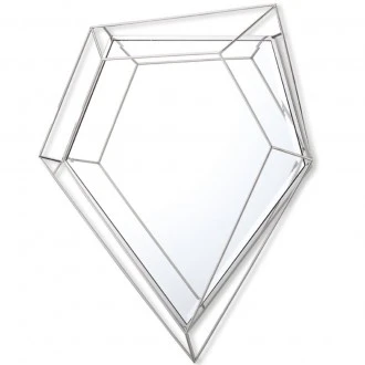 Geometryczne lustro ścienne ze srebrną ramą metalową Massei I 140/92 cm