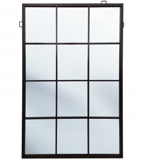 Loftowe lustro w kształcie okna Boston 120/80 cm z metalowymi szprosami