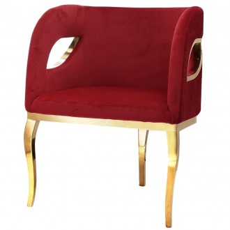 Welurowy fotel w stylu glamour Morello na złotych nogach