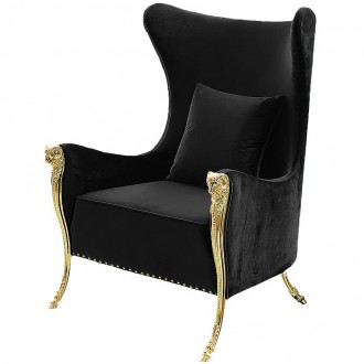Stylizowany fotel wypoczynkowy typu uszak Monaco czarny