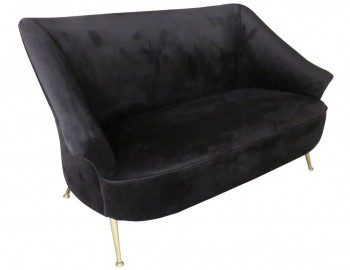 Czarna sofa welurowa w stylu glamour Marguesa