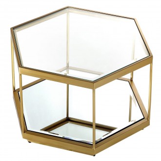 Geometryczny stolik kawowy glamour z lustrzaną półką Grafik
