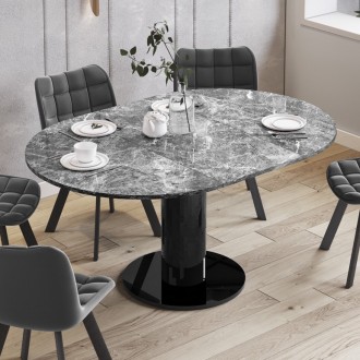 Rozkładany stół jadalniany Solo z blatem w imitacji marmuru połysk