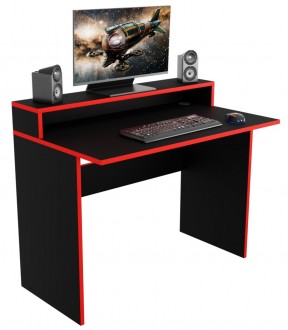 Czarne biurko gamingowe z czerwonym obrzeżem Adept