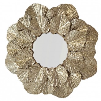Dekoracyjne lustro z ramą w kształcie liści Petunia złote