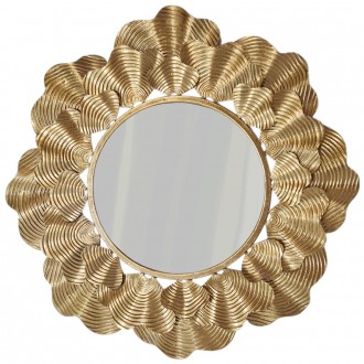 Złote lustro w metalowej ramie geometrycznej Fresia