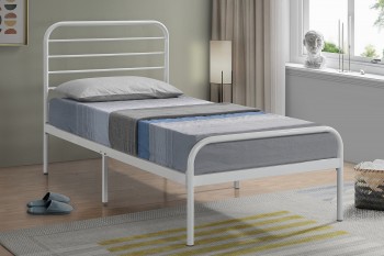 Jednoosobowe łóżko metalowe Bolonia 90x200 cm białe