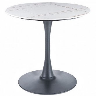 Okrągły stół z ceramicznym blatem Espero biały mat/czarny