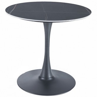 Okrągły stół z ceramicznym blatem Espero czarny mat/czarny
