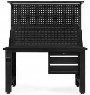 Stół warsztatowy z tablicą narzędziową Logan All Black 150x75x170 cm czarny