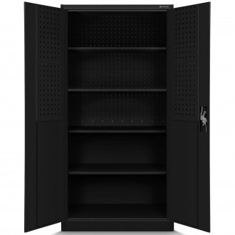 Metalowa szafa warsztatowa Bruno All Black 92x50x185 cm czarna