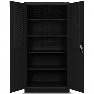 Metalowa szafa warsztatowa Bruno All Black 92x50x185 cm czarna