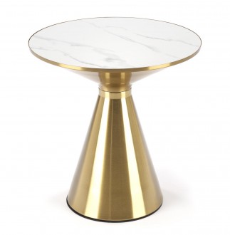 Złoty stolik pomocniczy Tribeca z marmurowym blatem