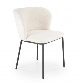 Kremowe krzesło do jadalni K518 z tkaniny bouclé