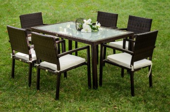 Zestaw mebli ogrodowych stół 6 krzeseł Attento ciemny brąz