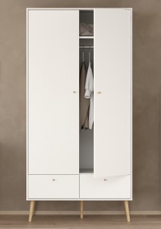 2-drzwiowa szafa ubraniowa z szufladami Bodo biały mat