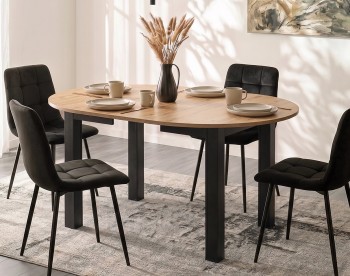 Mały stół loftowy z funkcją rozkładania Harry 102-142 cm, dąb craft/czarny