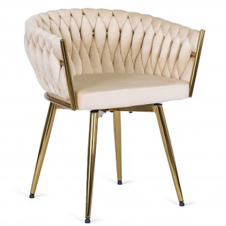 Obrotowe krzesło kubełkowe glamour z weluru Rubi