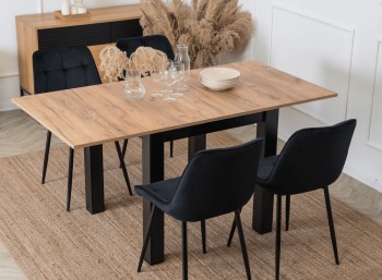 Stół rozkładany w stylu loftowym Max, dąb craft/czarny