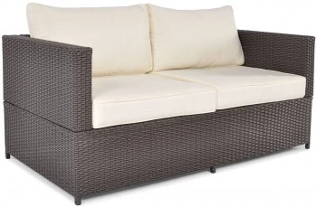 Ogrodowa sofa 2-osobowa technorattan Malaga brązowa