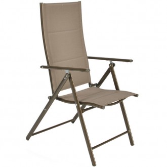 Składane krzesło ogrodowe z regulowanym oparciem Modena brązowe