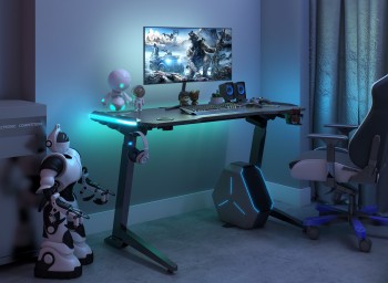 Biurko gamingowe z regulacją wysokości i oświetleniem RGB V-Game