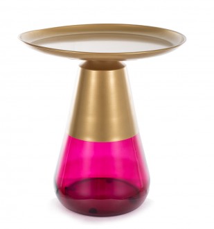 Okrągły stolik na szklanym słupku Tiffany A złoty Signal