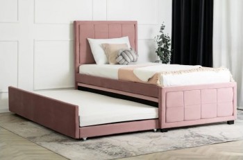 Tapicerowane łóżko z dodatkowym spaniem Elif 90x200 cm welur