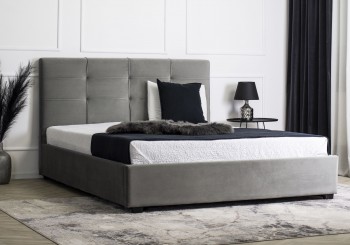 Welurowe łóżko podwójne z pojemnikiem Tinga 160x200 cm