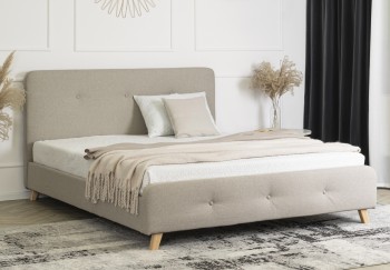 Podwójne łóżko do sypialni Mikel 160x200 cm tapicerowane tkaniną