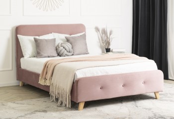 Podwójne łóżko do sypialni Mikel 120x200 cm tapicerowane welurem