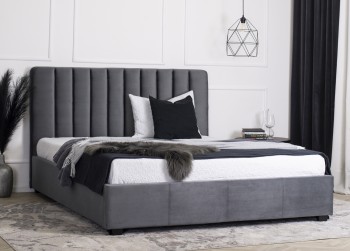 Welurowe łóżko z pojemnikiem na pościel Mari 160x200 cm