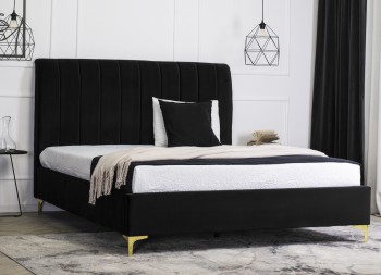 Welurowe łóżko do sypialni Marcelo 160x200 cm czarne
