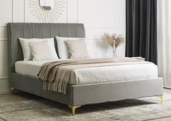 Welurowe łóżko do sypialni Marcelo 140x200 cm szare