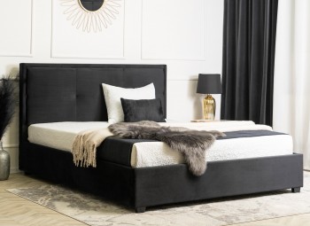 Łóżko sypialniane z pojemnikiem Andre 160x200 cm welurowe czarne