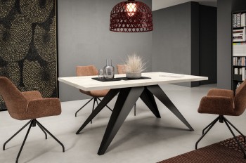 Designerski stół rozkładany na metalowej podstawie Vento