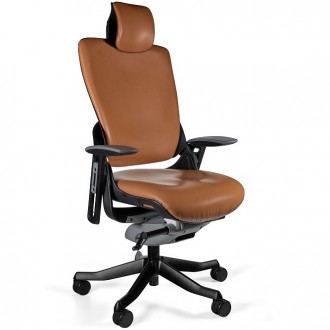 Fotel ergonomiczny Wau 2 czarny / brązowa skóra naturalna