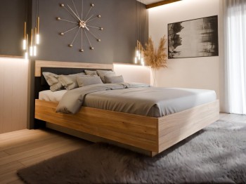 Loftowe łóżko 160x200 cm z pojemnikiem na pościel Baderna 1162