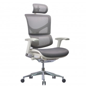 Ergonomiczny fotel biurowy z siateczki ErgoFly Sail Alum G T-06 biały