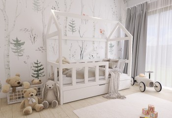 Łóżko domek dziecięce z szufladą Blume białe