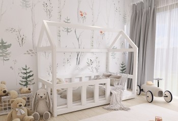 Niskie łóżko domek dziecięce Aurora białe